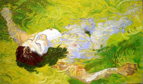 Baigneuse en vert - Peinture - Philippe Drumel Baigneuse en vert - Peinture - Philippe Drumel