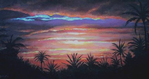 L'artiste abdelkrim hamri - coucher de soleil saharien