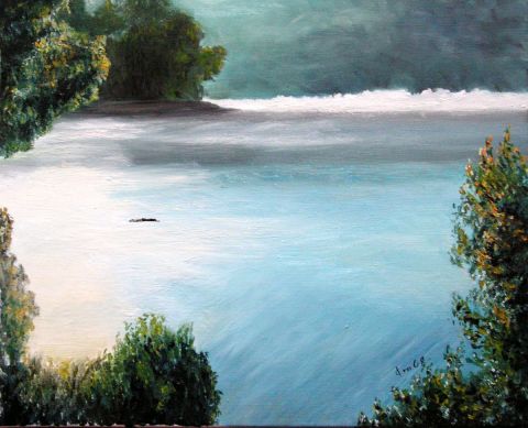 L'artiste Jean-Joseph Chevalier - Lumière matinale sur un lac