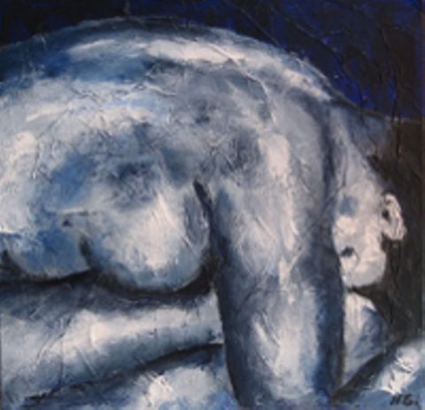 L'artiste nadia girouf - petit nu bleu ( les courbes 2)