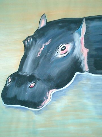 hippopotame - Peinture - olivier stark