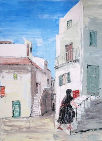 L'artiste Pierre BUCHEL - Femme à l'escalier