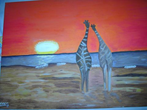 L'artiste COCO91 - les girafes sous le coucher du soleil