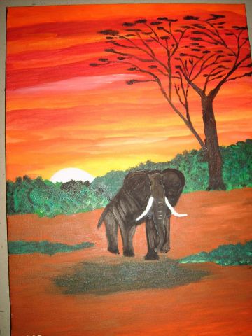 L'artiste COCO91 - un éléphant dans la savane