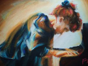 Peinture de FREDERIQUE NALPAS: La pianiste