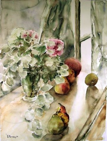 L'artiste CHAUVEAU Jocelyne - Bouquet aux branches d'eucalyptus