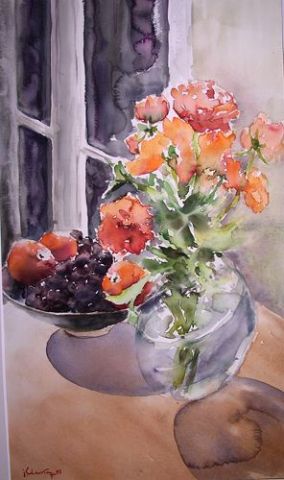 Mandarines et renoncules - Peinture - CHAUVEAU Jocelyne