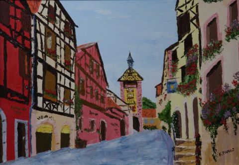 Riquewihr, son dolder - Peinture - Le Champenois Riquewihr, son dolder - Peinture - Le Champenois