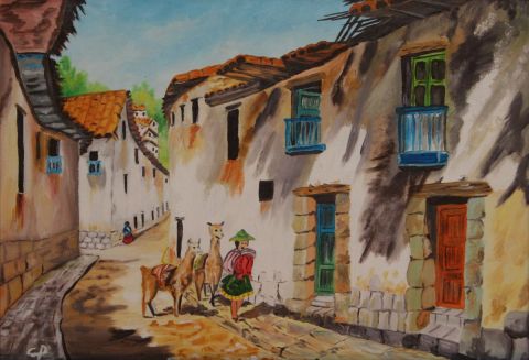 L'artiste toile18 - village peruvien