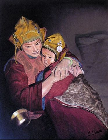 La mère et l'enfant - Peinture - AIMAR
