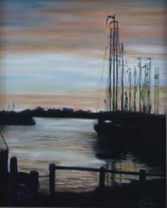 Voir cette oeuvre de Maaike Poog: Sunset over the harbour