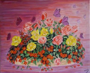 Voir cette oeuvre de marie therese bas: roses et papillons