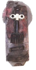 Sculpture de Daniel Barre: masque bois métal