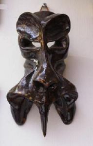 Sculpture de Daniel Barre: Masque céramique émaillé