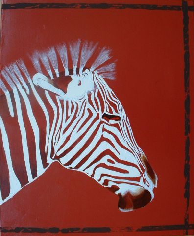 zebre rouge - Peinture - chloe bailly