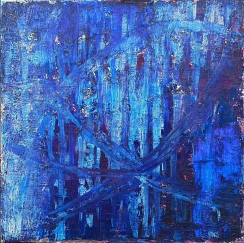 Profondeurs bleues - Peinture - Oria