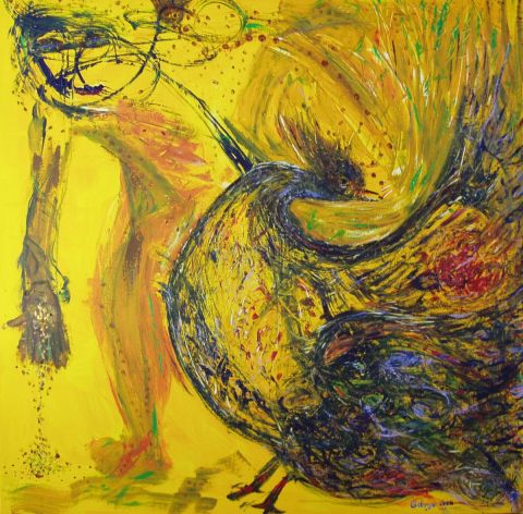 Peinture : oiseau apprivoisé - OD' ILE Peinture : oiseau apprivoisé - OD' ILE