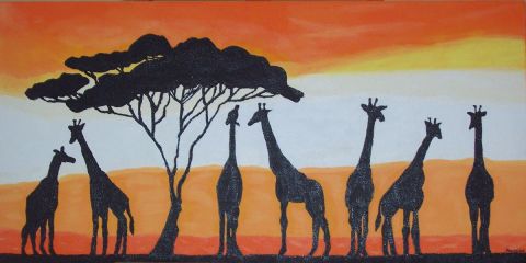 Girafes noires - Peinture - artsandrine