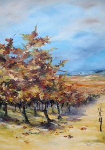 Peinture de denis Cheret: vigne d'automne