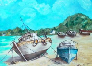 Voir cette oeuvre de Arlette BONIDAN: barques échouées