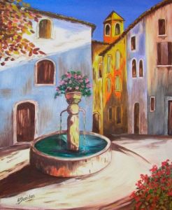 Peinture de Arlette BONIDAN: fontaine provençale