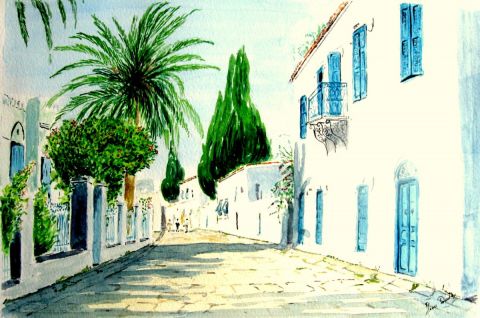 une rue de sidi boussa - Peinture - henri