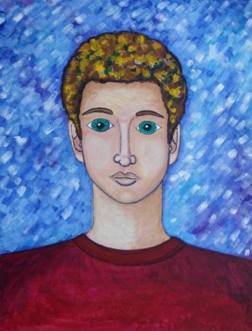 Jeune homme bouclé - Peinture - Stephane CUNY