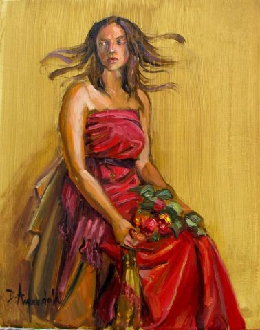 Cheveux dans le vent - Peinture - Dominique  Amendola 