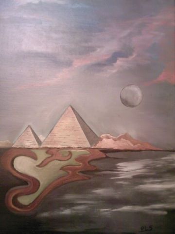 Pyramides sous l'orage  - Peinture - Pepe Luis Saavedra 