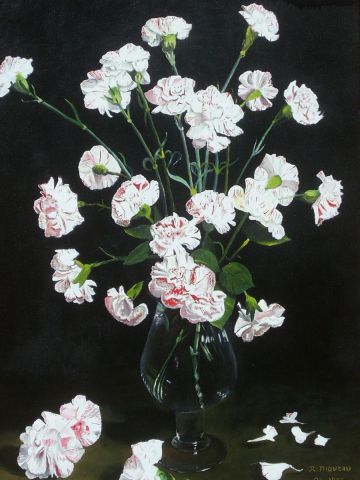 Composition florale 2 - Les oeuillets - Peinture - rene miqueau