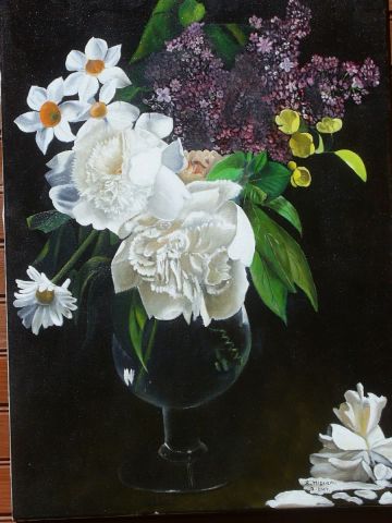 L'artiste rene miqueau - Composition florale 3 - Lilas