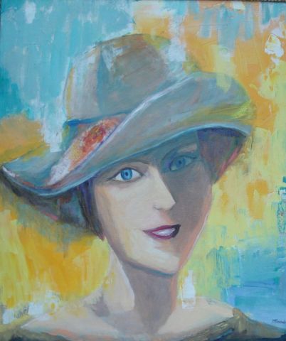 femme au chapeau - Peinture - Helene ROSENDO