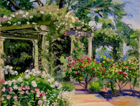 Le jardin en fleur - Peinture - Dominique  Amendola 