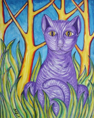 Le chat dans la clairiere - Peinture - Stephane CUNY