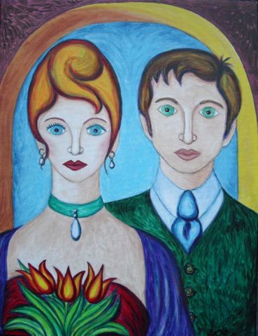 Le couple - Peinture - Stephane CUNY