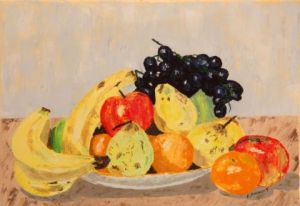 Peinture de Le Champenois: Coupe de fruits variés