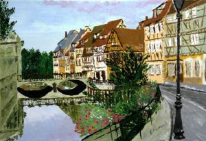 Voir cette oeuvre de Le Champenois: Colmar, le quai de la poissonnerie et son réverbère