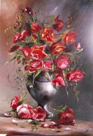 les roses pourpres - Peinture - stefani