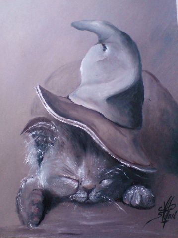 merlin et le chapeau - Peinture - stefani
