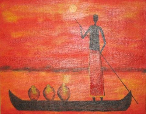 L'artiste JANINE ROQUESSALANE - Africain sur pinasse