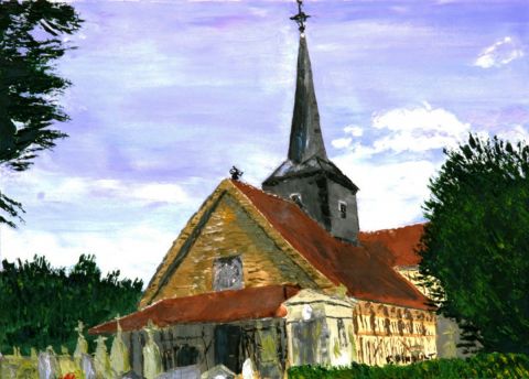 Église à pan de bois, Outines (Marne) - Peinture - Le Champenois