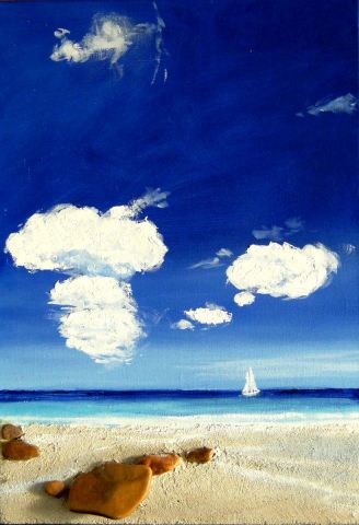 PLAGE TROPICALE ET ROCHERS (Huile sur toile) - Mixte - 3D TROPICAL ART PLAGE TROPICALE ET ROCHERS (Huile sur toile) - Mixte - 3D TROPICAL ART