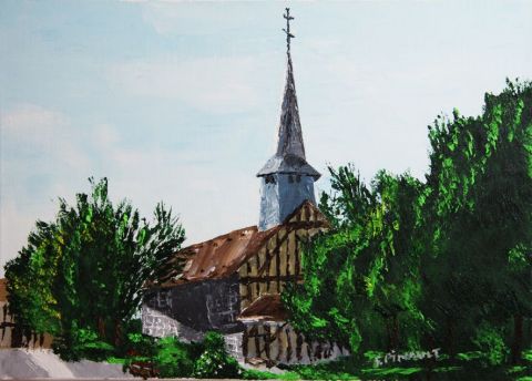 Église à pans de bois. Sainte-Marie-du-lac - Nuisement (Marne) - Peinture - Le Champenois Église à pans de bois. Sainte-Marie-du-lac - Nuisement (Marne) - Peinture - Le Champenois