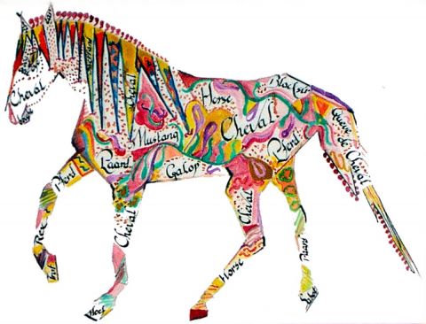 cheval moderne - Peinture - atelier mauve
