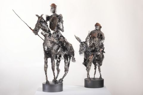 don quichotte et sancho  - Sculpture - Breval