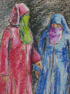 Dessin de elalaoui: deux femmes de Marrakech (détail)