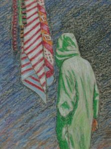 Voir cette oeuvre de elalaoui: homme en djallaba verte(détail)