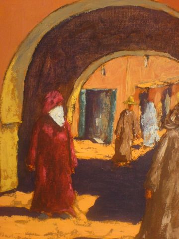 médina à Marrakech (détail) - Peinture - elalaoui