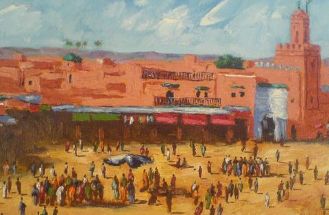 place jamaa el fna à Marrakech - Peinture - elalaoui