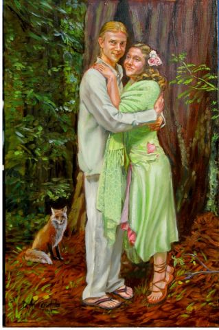 Couple le jour de leur mariage - Peinture - Dominique Amendola Couple le jour de leur mariage - Peinture - Dominique Amendola